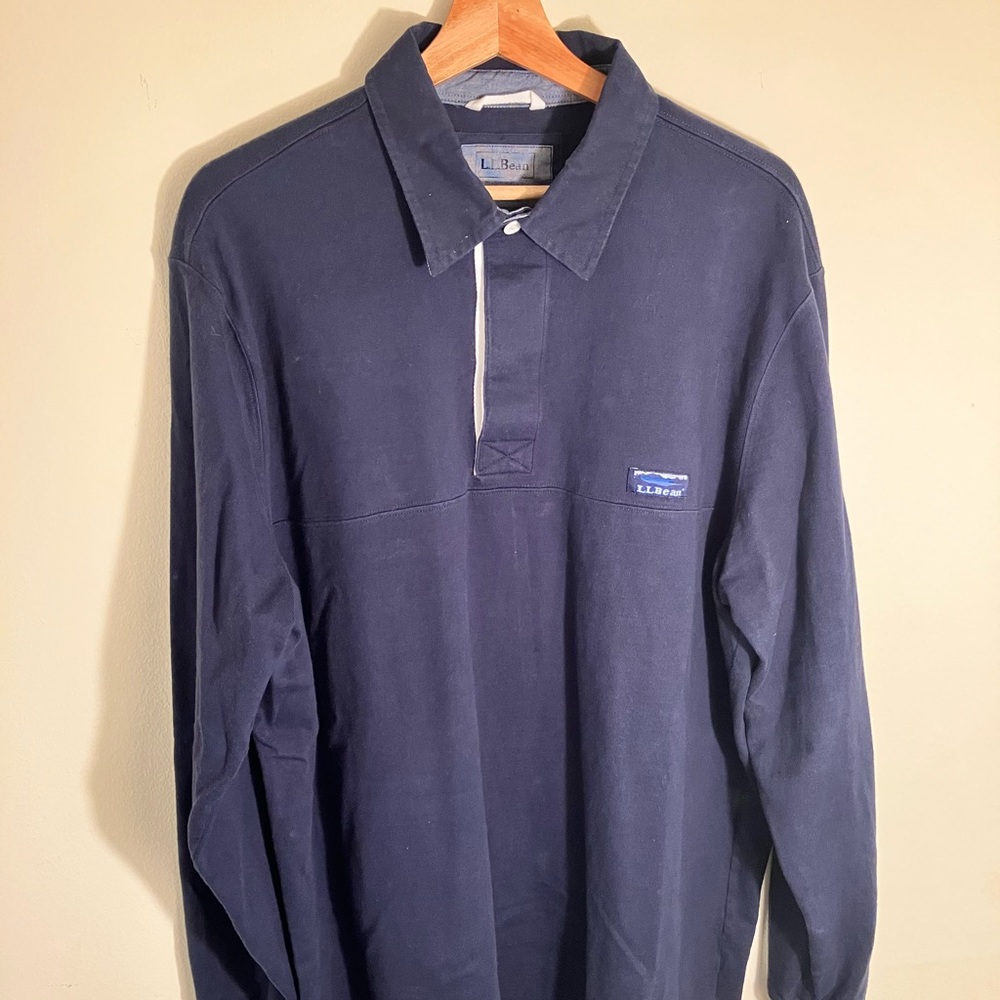 Men’s LL Bean Navy Blue Rugby Polo (Size XL Tall)